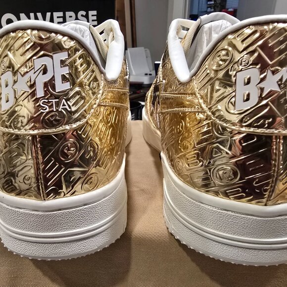A Bathing Ape BAPE Bapesta #5 GOLD Mens Size 12 1K80191305 Shoes Sneakers NEW - Picture 9 of 16